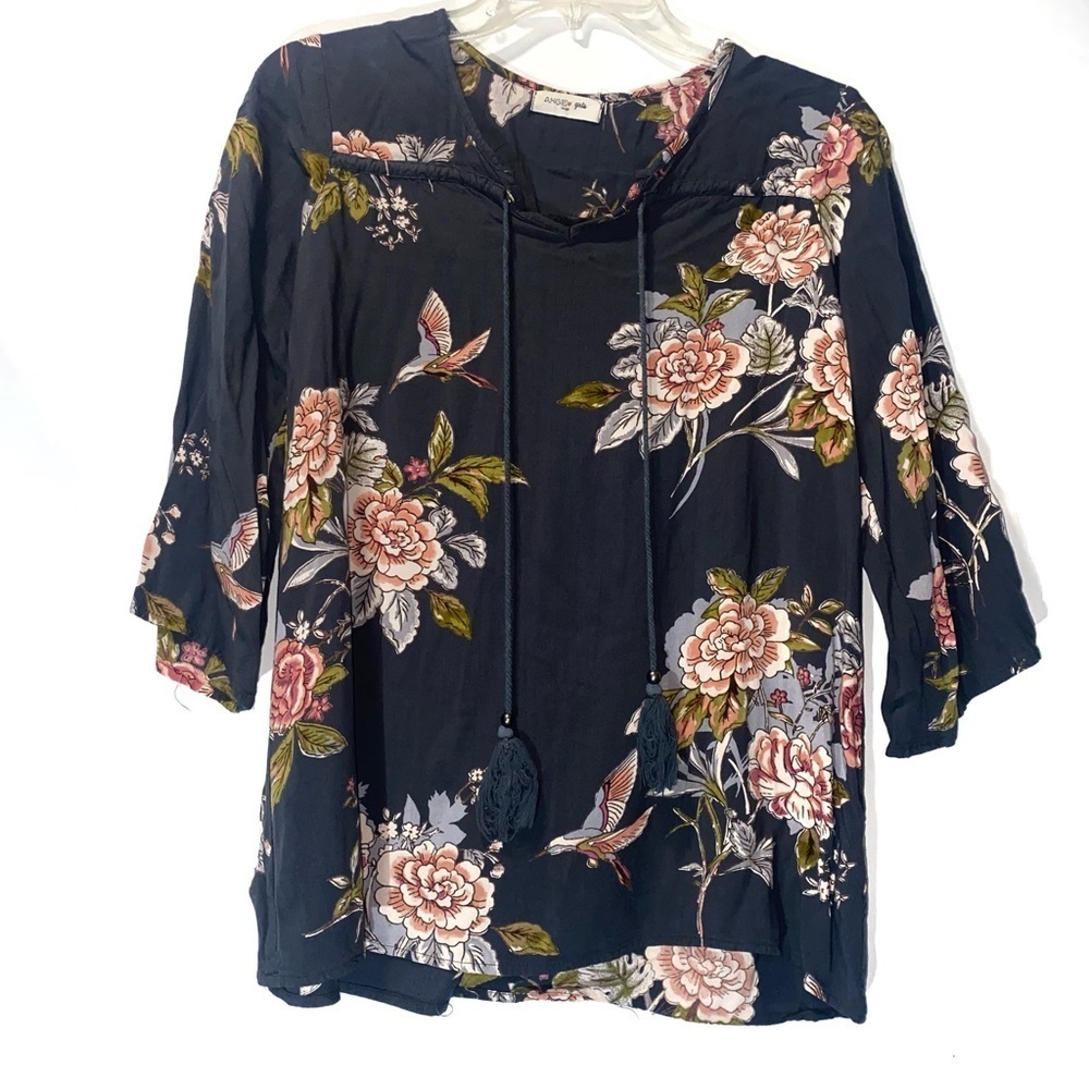 Angie Girls Top Floral/Bird Print Girls Large